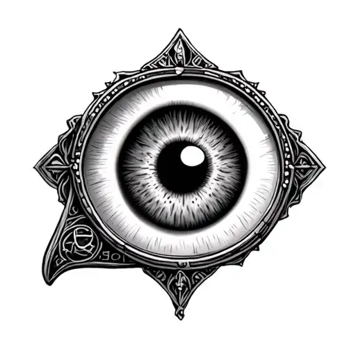 ouija board planchette with eyeball looking glass tattoo design idea