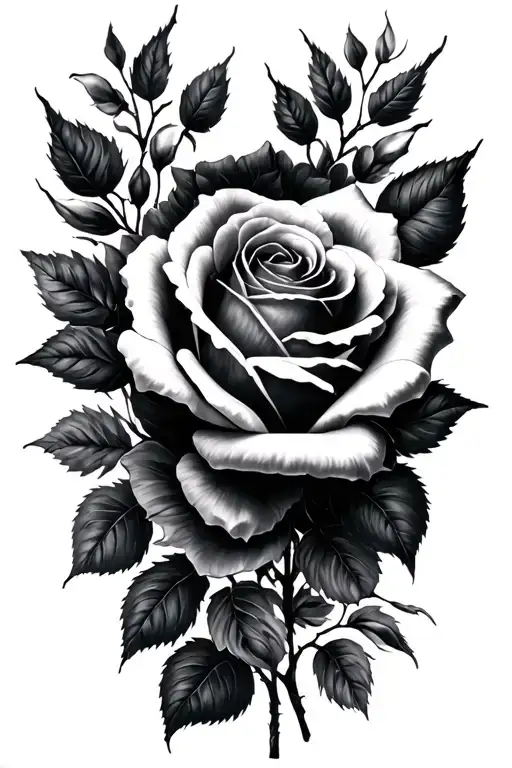 roses black and grey tattoo design idea