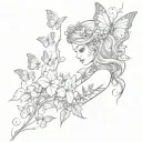 poison ivy vines wrapping around arm  with butterflies flying tattoo design idea