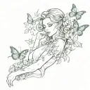 poison ivy vines wrapping around arm  with butterflies flying tattoo design idea