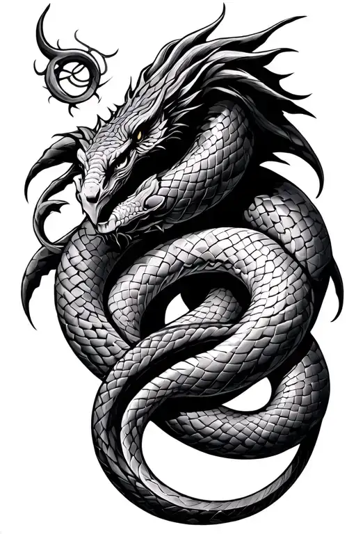 oroboros snake in the shape of a Celtic knot intertwined tattoo design idea