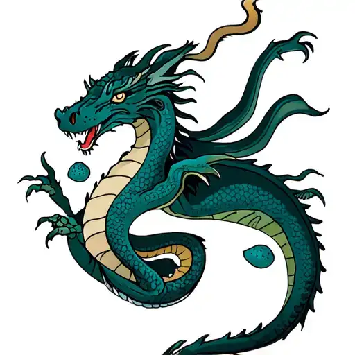 mother dragon with 3 dragon eggs tattoo design idea