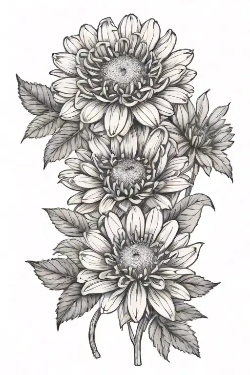 chamomile and calendula floral tattoo fine line tattoo design idea