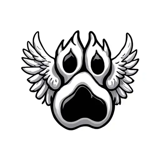 Dog Paw With Angel Wings tattoo design idea