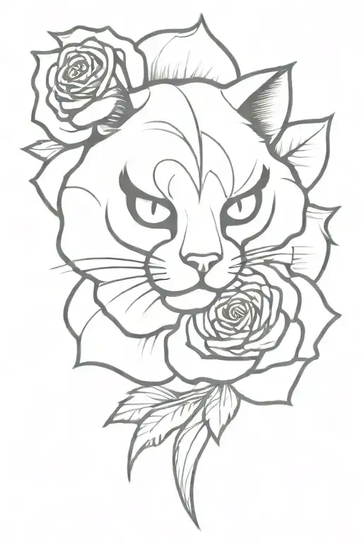 hellcat with money bag and Chicano style roses tattoo design idea