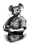 palay rise,workers,hidden rat,sun,river, tattoo design idea