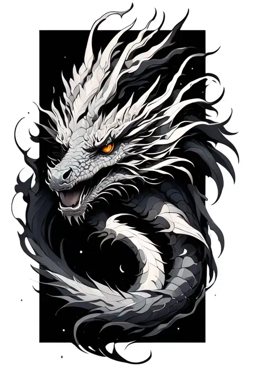 Abstract and dragon wrapped tattoo design idea
