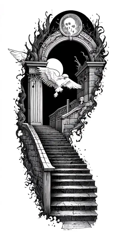 highway to hell and stairway to heaven gates tattoo design idea