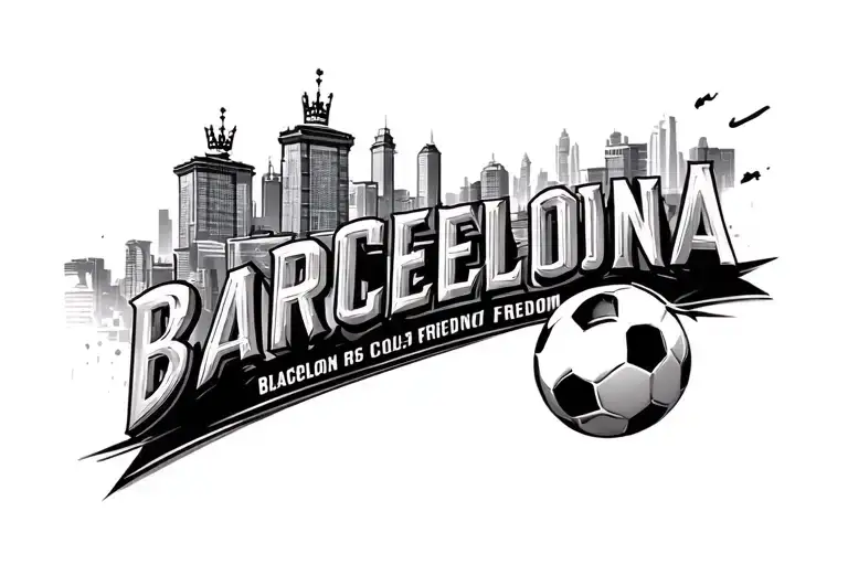 Barcelona football club with a twist of the city's history and fight agains freedom tattoo design idea