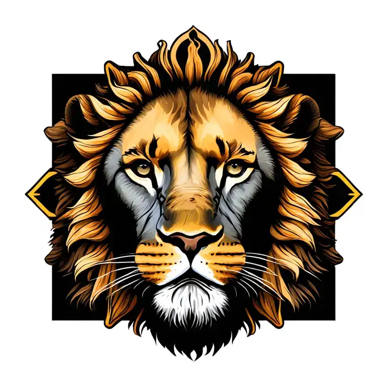 LEON WITH A SUN AND SYMBOL LEO tattoo design idea