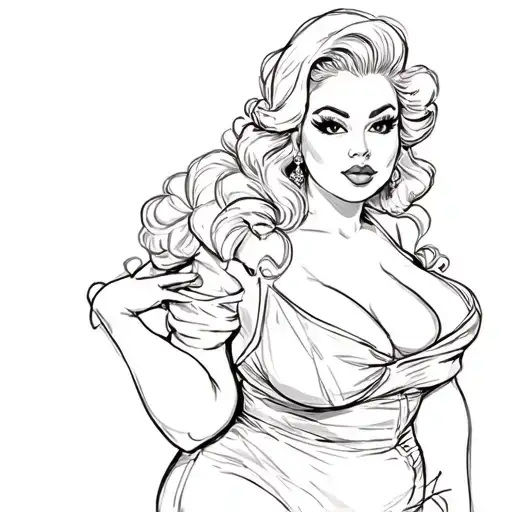 chubby pin up girl tattoo design idea