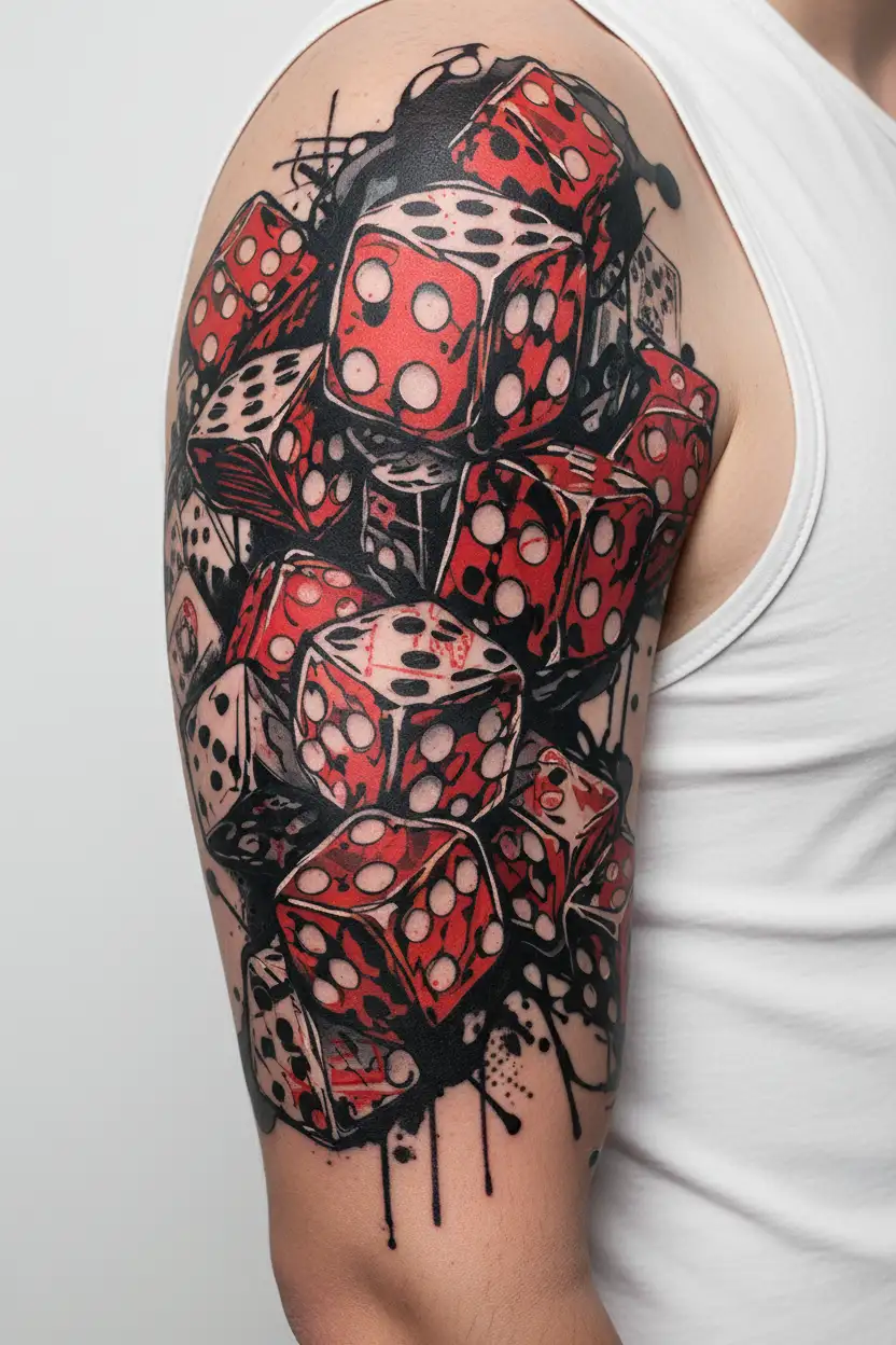 dice symbolizing the gamble tattoo design idea