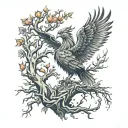 Phoenix Bird Inside A Tree Of Life tattoo design idea