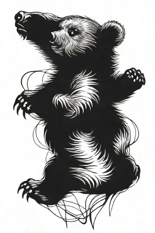 bear cub playing tattoo design idea