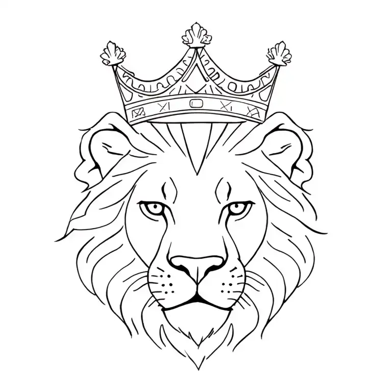 lion front faced with a rolex-style crown tattoo design idea