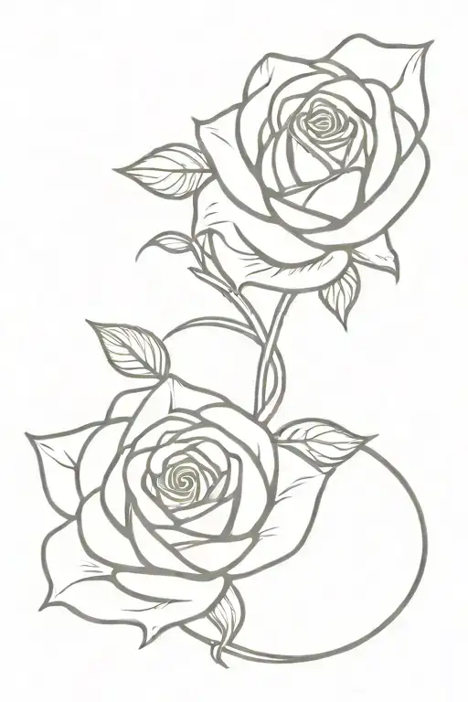 two roses intertwined with two birthdates 06 16 1974 and 06 30 2004 tattoo design idea
