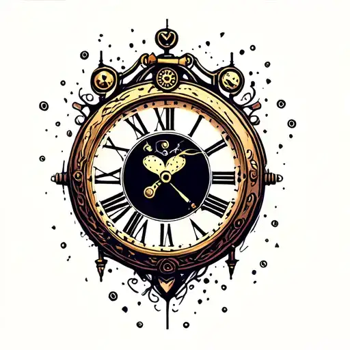 clock heart steampunk clock tattoo design idea