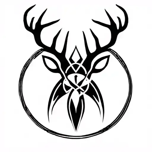 Deer pagan symbols intertwined representing mabon tattoo design idea