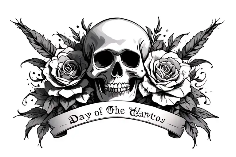 day of the dead skull adorned tattoo design idea