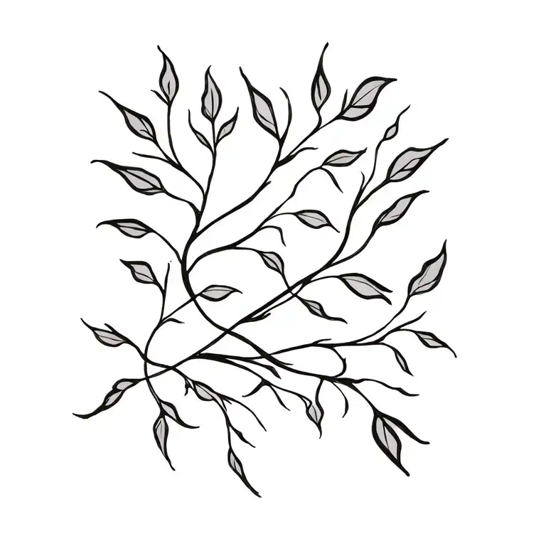 vines wrapping with leaves intertwined tattoo design idea