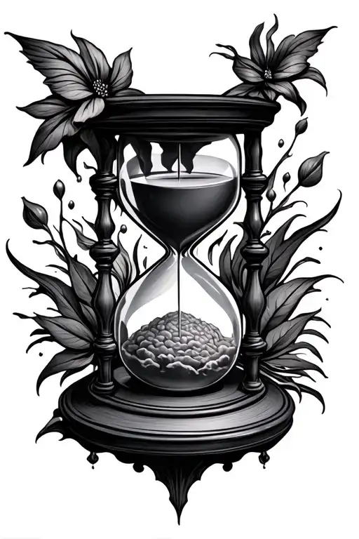 mental stability, discipline, and faith hourglass combined tattoo design idea