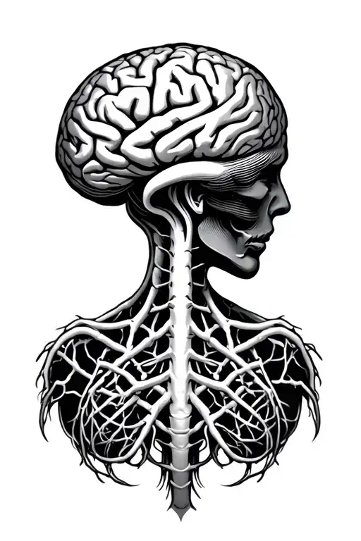 Brain nervous system tattoo design idea