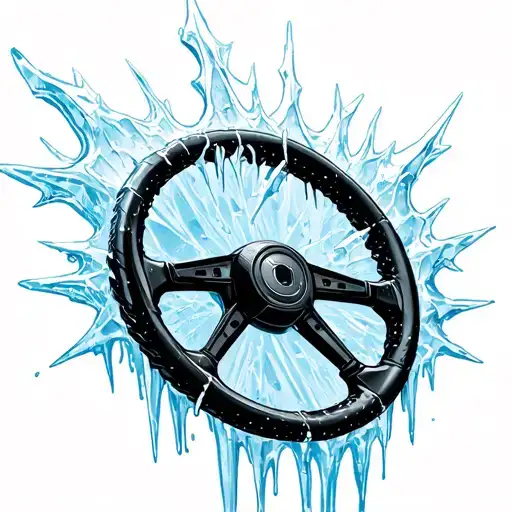 sharp ice steering wheel. icicles sticking out tattoo design idea