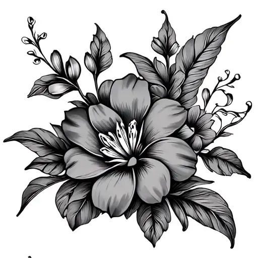 Cambodian flowers blooming in line tattoo design idea