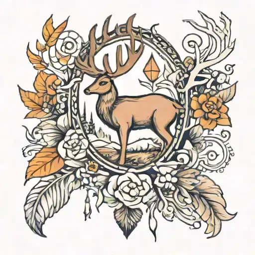 deer turkey ducks and cross  tattoo design idea