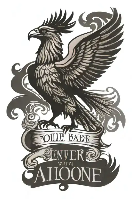 liver bird with text youll never walk alone tattoo design idea