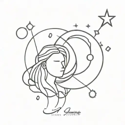 aquarius and gemini sisters space theme  tattoo design idea