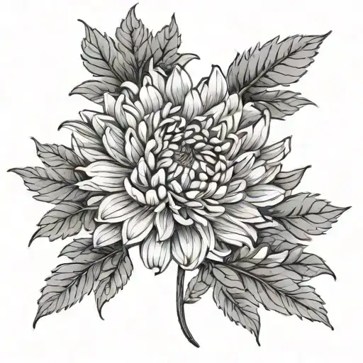 Fine Line Chrysanthemum tattoo design idea
