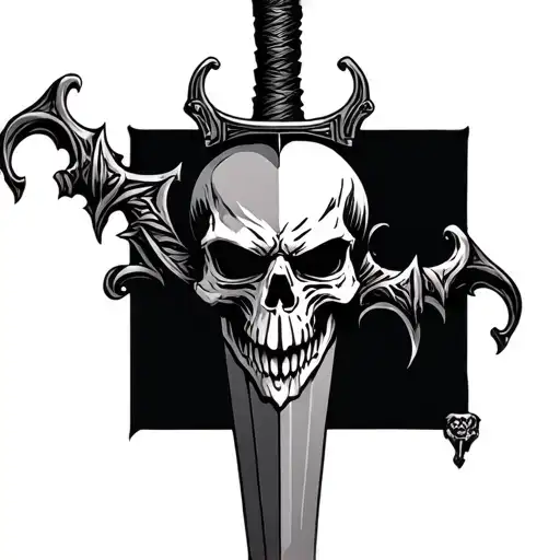 A dagger with a vampire skull tattoo design idea