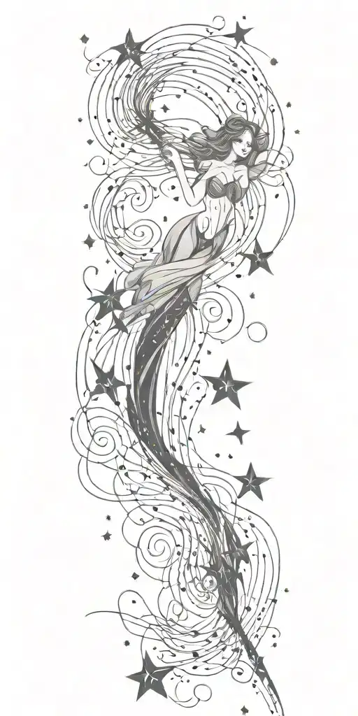 slutty sexy stars swooshing line galaxy  storm tattoo design idea