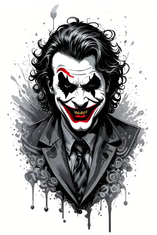 Joker and smile now cry later mask surrounded tattoo design idea