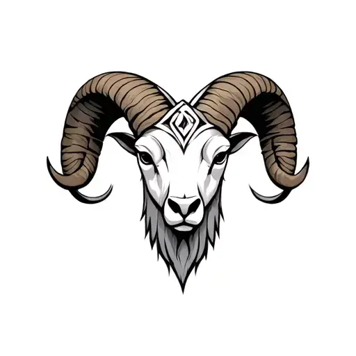 ram's head norse and celtic mythology tattoo design idea