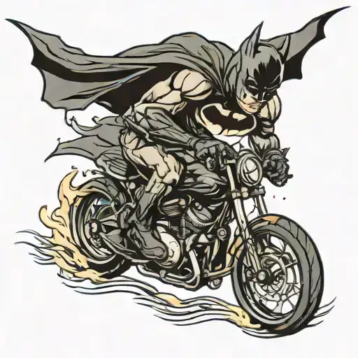 Batman on a racing bike tattoo design idea