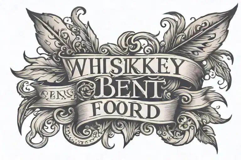 Whiskey Bent words written tattoo design idea