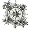 goal oriented compass tattoo design idea