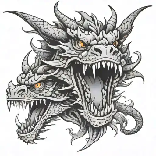 dragon 3 head tattoo design idea