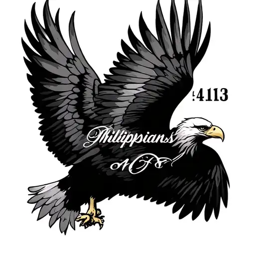 "Philippians 4:13 " an eagle wing left one tattoo design idea