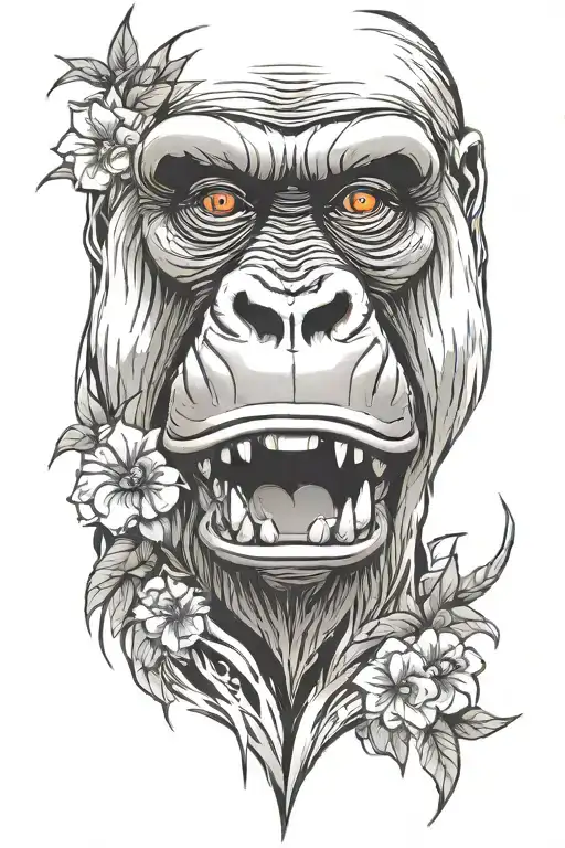gorilla face tattoo design idea