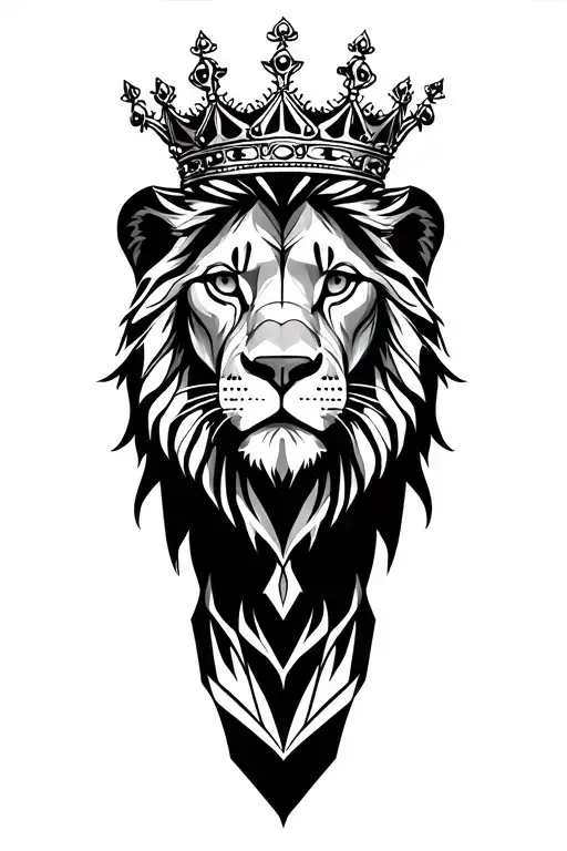 lion wearing a crown tattoo design idea