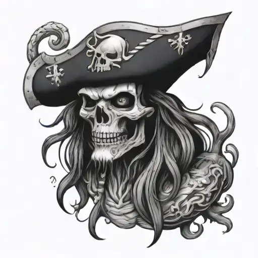 spooky underwater creature pirate tattoo design idea