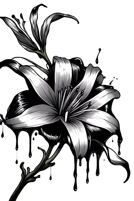 spider lily dripping blood tattoo design idea