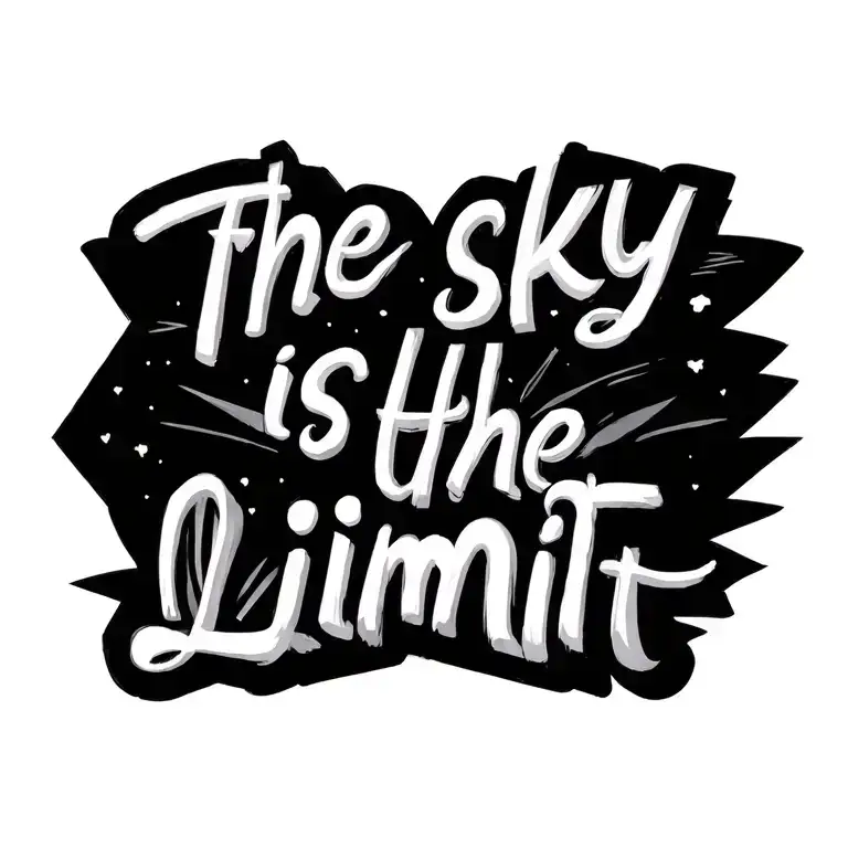 chest tattoo phrase "the sky is the limit" Minimalist Modern Clean Linework Typographic  tattoo design idea