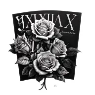 "Jason Michael Butler" February 13th 1999 Roman numerals intertwined roses tattoo design idea