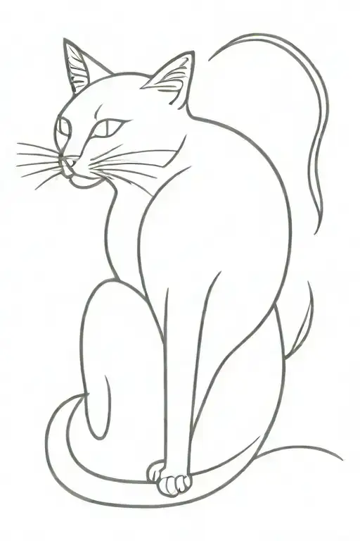 outline cat tattoo design idea