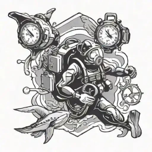 scuba diving and travel tattoo design idea