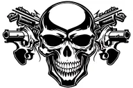 skulls with guns tattoo design idea